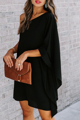 Casual Solid One Shoulder Straight Dresses(10 Colors)