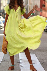 Casual Solid V Neck A Line Dresses(5 Colors)