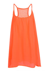 Crochet Detail Ruffle Hem Short Chiffon Dress