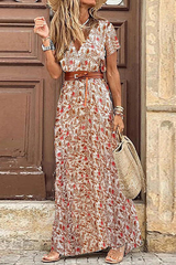 Elegant Print V Neck Princess Dresses(3 Colors)