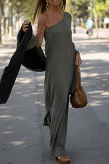 Fashion Casual Solid Oblique Collar One Step Skirt Dresses(3 Colors)