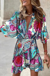 Work Elegant Geometric Patchwork V Neck Irregular Dress Dresses(6 Colors)