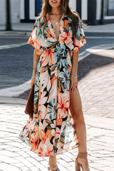 Sweet Elegant Floral Flounce V Neck Irregular Dress Dresses