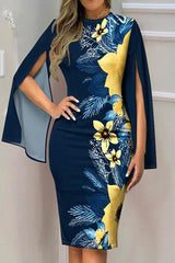 Celebrities Elegant Print Patchwork O Neck Dresses