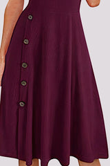 Button Detail Ruffle Hem Ribbed Cami Dress