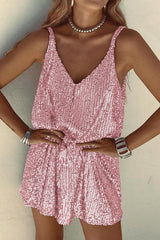 Sexy Solid Sequins V Neck Sling Dress Dresses(6 Colors)