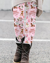 Retro Pink Christmas Print Leggings