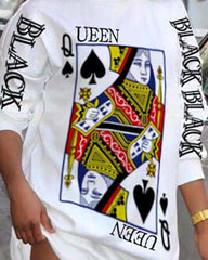Poker Letter Print Long Sleeve Casual Dress