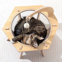 Transparent Cat Bed with Natural Sisal Ball