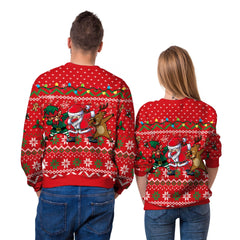 New printed Christmas round neck sweatshirt couple outfit