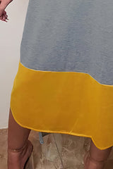 Colorblock Patched Detail Split Hem Tee Dress