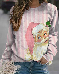 Christmas Pink Santa Crew Neck Sweatshirt
