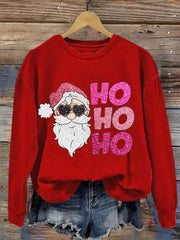 Christmas Pink Santa Ho Ho Ho printed sweatshirt