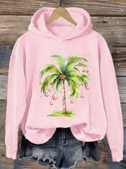 Casual Christmas Palm Tree Printed Long Sleeve Sweatshirt