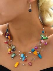 Ladies European And American Exotic Ethnic Style Bohemian Necklace And Earrings Set