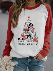Christmas "MERRY WOOFMAS" Printed Casual Sweatshirt