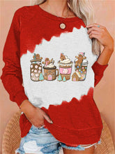 Gingerbread Christmas Coffee Printed Round Neck Long Sleeve Sweatshirt