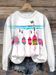 Christmas Flamingo Long Sleeve Sweatshirt