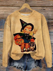 Retro Halloween Print Casual Top