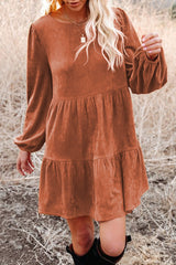 Faux Suede Tiered Babydoll Dress