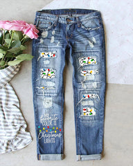 Christmas Lights Print Loose Casual Pants