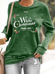 Women's White Christmas Print Casaul Sweatshirt
