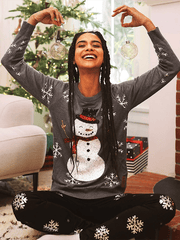 Vintage Christmas Print Crewneck Knit Sweater