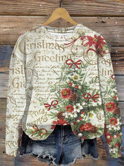 Vintage Christmas Tree Print Sweatshirt