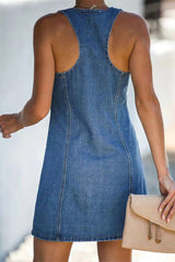 Button Fly Flap Pocket Short Denim Dress