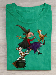 Witch Dog Cat Spooky Season Halloween Art Print T-shirt