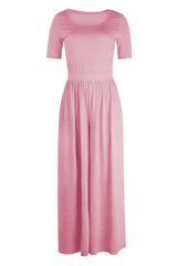 Flowy Short Sleeve Wide Leg Jumpsuit