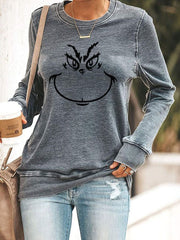 Christmas Face Print Sweatshirt
