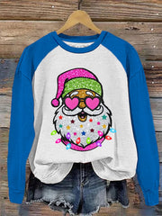 Shiny Santa Print Sweatshirt
