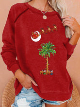 Christmas Palm Tree Print Casual Sweatshirt