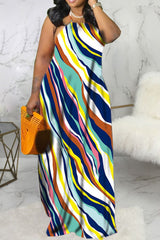 Allover Print Backless Halter Dress