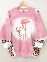Merry Christmas Flamingo Leopard Print Casual Sweatshirt