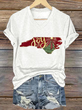 North Carolina Christmas Print Casual T-Shirt