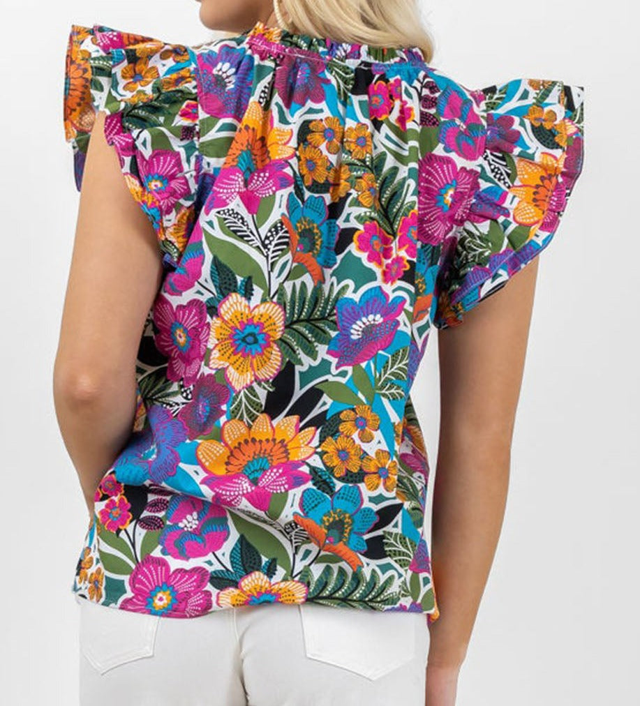 Flowers of Paradise Ruffle Top