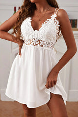 Guipure Lace Hollow Out Crisscross Backless Dress