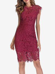 Birthday Bodycon Dresses Pink Sleeveless Designed Neckline Midi Dress Sheath Dress Casual Pencil Dress