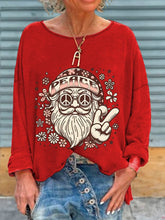 Christmas Santa Claus Hippie Peace Sign Love and Peace Print T-Shirt