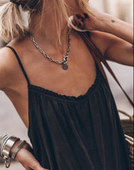 Frilled Neckline Backless Wide Leg Jumpsuit