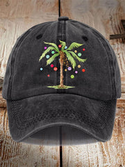 Unisex Distressed Washed Cotton Christmas Palm Tree Hot Spot Hat
