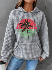 Christmas Palm Tree Print Casual Sweatshirt