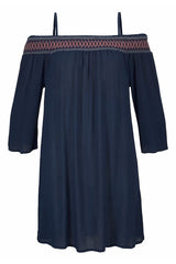 Contrast Panel Cold Shoulder Backless Chiffon Dress