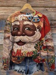 Casual Santa Claus Print Long Sleeve Sweatshirt