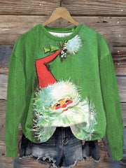 Casual Santa Claus Print Long Sleeve Sweatshirt