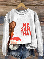 We Saw That Christmas Tree Print Casual Sweatshirt