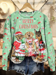 Christmas Cats and Dogs Art Print Casual Sweatshirt