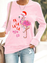 Christmas Flamingo Print Sweatshirt